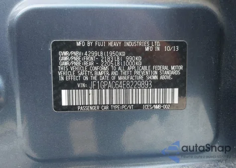 2014 Subaru Impreza 2.0I Premium from USA, damaged, VIN JF1GPAC64E8229893